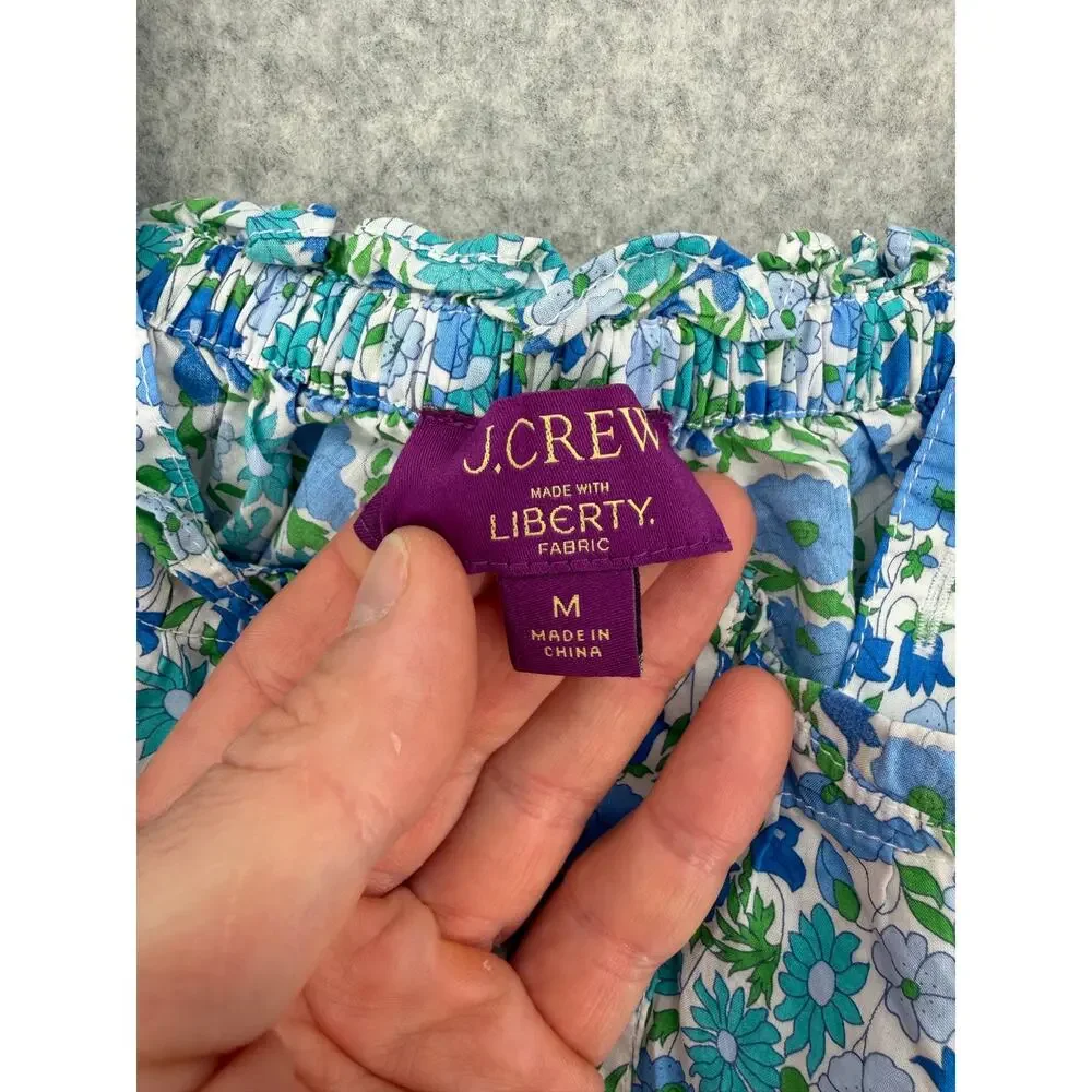 J. Crew Liberty Poppy and Daisy Smocked Button-Front Tank Top Size Medium - Picture 2 of 10
